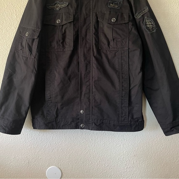 Znentianlang Casual Utility Bomber Jacket Men’s L Black Airborne Zip Up Button - Picture 4 of 16